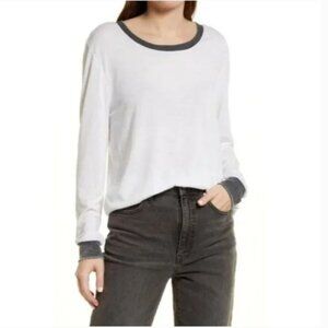 Treasure & Bond Long Sleeve Ringer‎ Tee White L